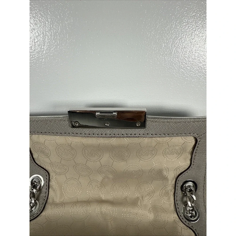 Michael Kors 30H3SOPF1L Sloan Specchio Shoulder Bag Flap Purse in Pearl Grey